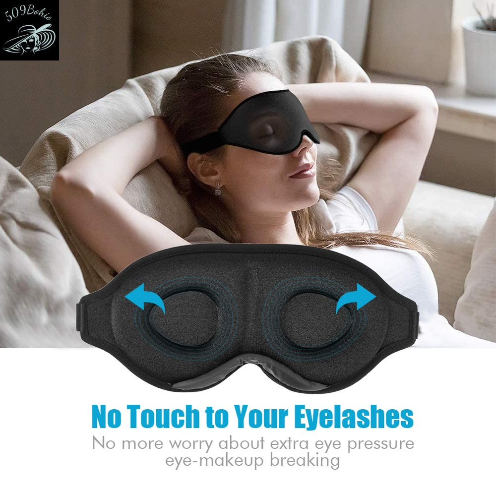 Travel 3D Sleep Mask Memory Foam With Nose Bridge Blocks Light 100%