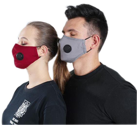 Valve Face Mask With Nose Wire Filters PM2.5, Washable, Reusable, Cotton Fabric