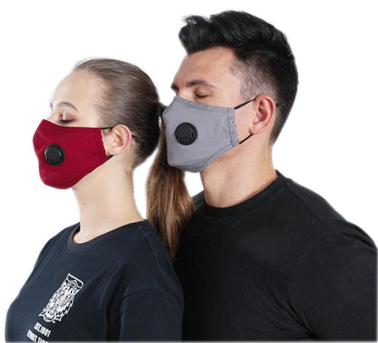 Valve Face Mask With Nose Wire Filters PM2.5, Washable, Reusable, Cotton Fabric